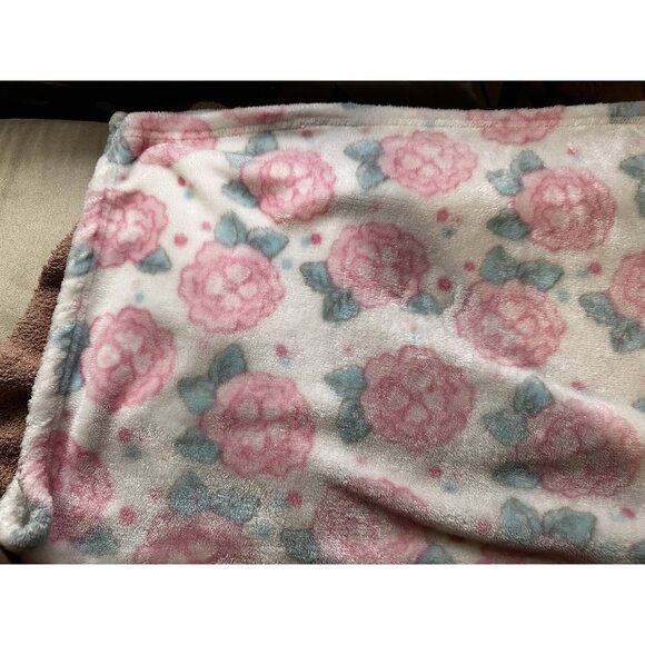 Baby Essentials Vtg Pink Roses Flowers Floral Security Baby Blanket Fleece 30” - Picture 12 of 16